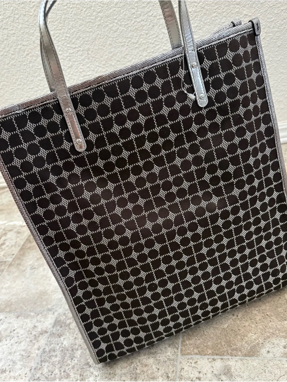 Brand New kate spade Brown Canvas Tote with Red Center Stripe